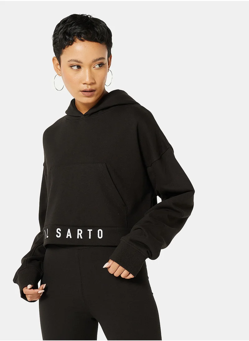 IL SARTO Logo Cropped Hoodie