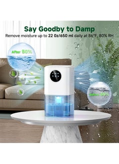 XiuWoo Dehumidifier, 60 OZ Water Tank Dehumidifiers for Bathroom Bedroom with Auto Shut Off & Defrost Timer Sleep Mode and 7 Colors LED Light, Quiet Small Dehumidifier for Home Room Closet RV  - Image 2