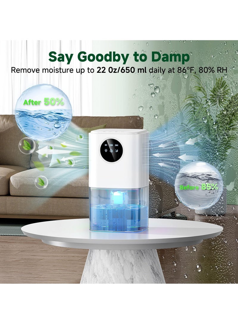 XiuWoo Dehumidifier, 60 OZ Water Tank Dehumidifiers for Bathroom Bedroom with Auto Shut Off & Defrost Timer Sleep Mode and 7 Colors LED Light, Quiet Small Dehumidifier for Home Room Closet RV - Image 2