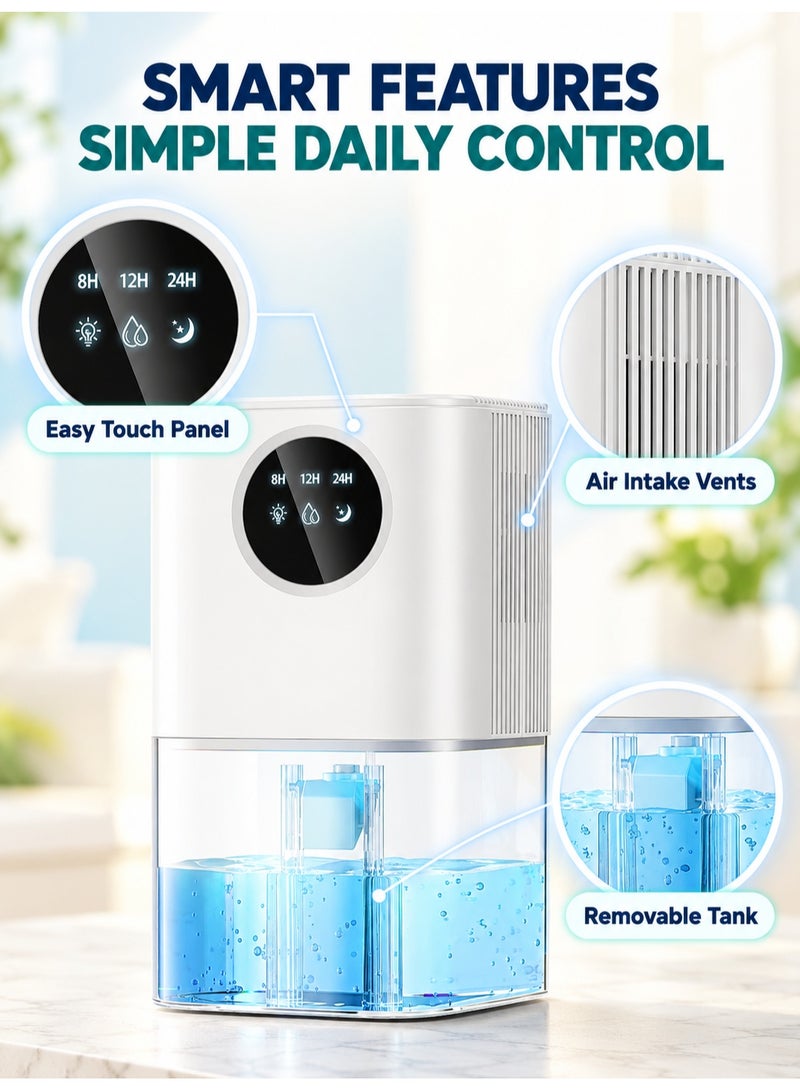 XiuWoo 60 OZ Portable Dehumidifier with Auto Shut-Off, Defrost, Sleep Mode, 8/12/24H Timer and 7-Color LED for Bedroom Bathroom Closet and RV - Image 4