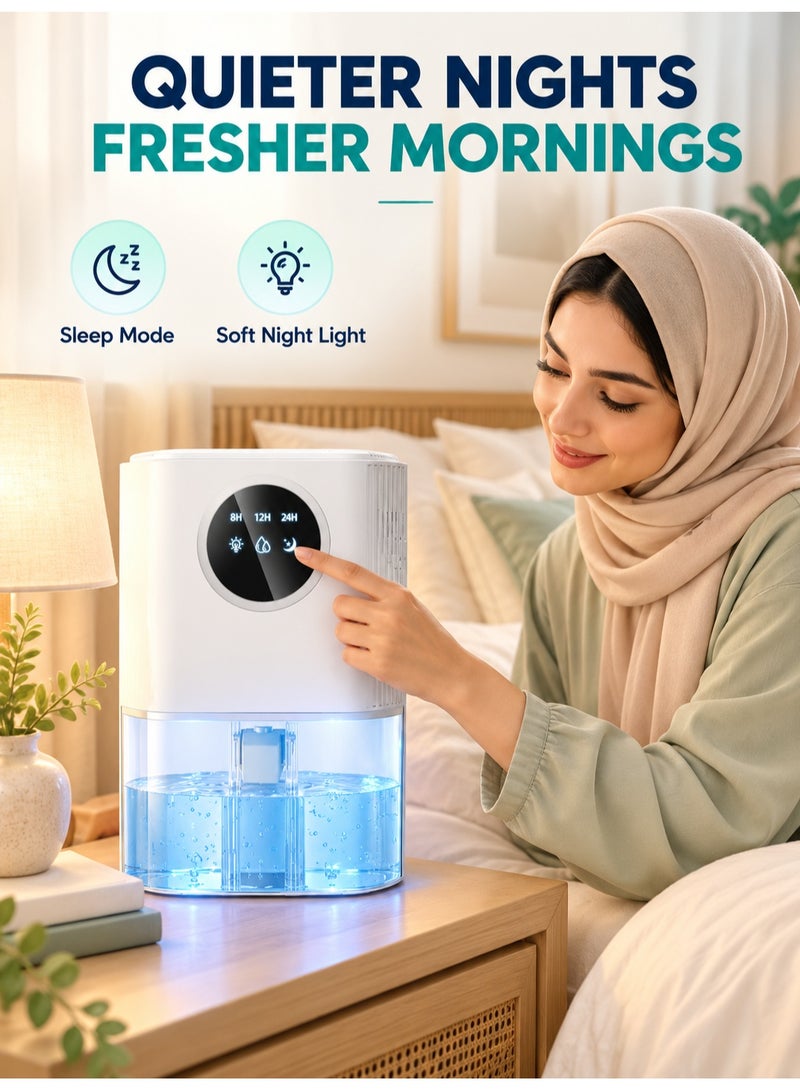 XiuWoo 60 OZ Portable Dehumidifier with Auto Shut-Off, Defrost, Sleep Mode, 8/12/24H Timer and 7-Color LED for Bedroom Bathroom Closet and RV - Image 3