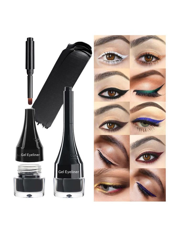 LSxia 2-in-1 Gel Eyeliner Set, Tattoo Eyeliner Waterproof Smudge Proof Gel Cream Eye liner Pot with Brush, High Pigment Eye Makeup for Women (Black)  - Image 1