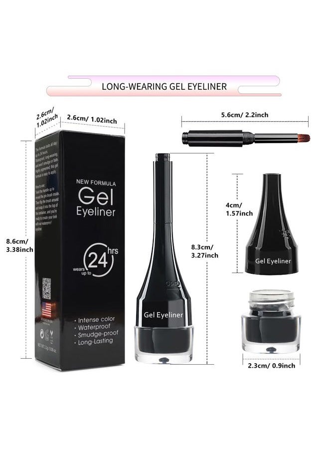 LSxia 2-in-1 Gel Eyeliner Set, Tattoo Eyeliner Waterproof Smudge Proof Gel Cream Eye liner Pot with Brush, High Pigment Eye Makeup for Women (Black)  - Image 2