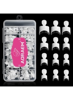 AORAEM AORAEM White French Nail Tips 120 PCS Short French Style Acrylic Nail Tip 12 Sizes False Nail Clear and White Press on Nails for Women  - Image 1
