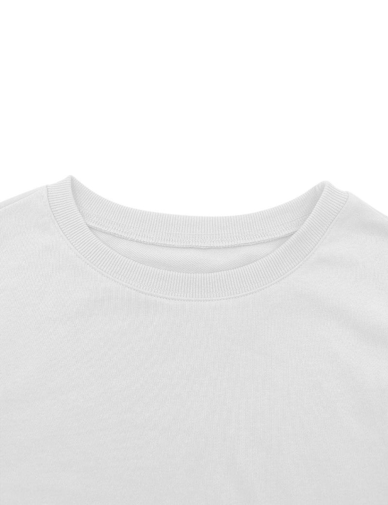 PRETTODAY Women's Casual Crew Neck Sweatshirt Long Sleeve Ruched Solid Loose Fitting Pullover Tops White - Image 4