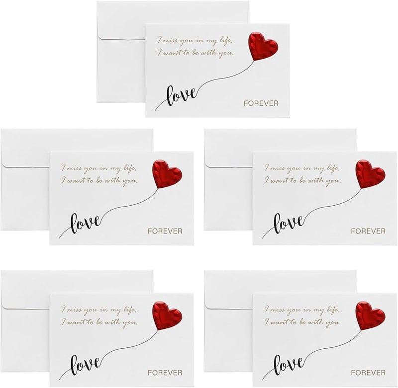 10 بطاقات شكر مع مغلفات تصميم قلب لعيد الزفاف عيد الميلاد عيد الحب - Image 2