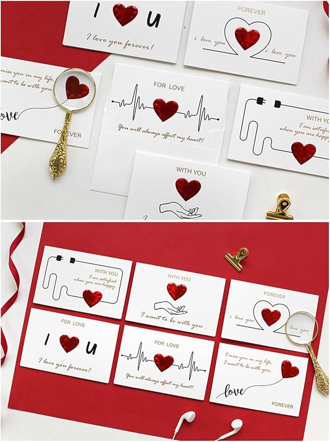 10 بطاقات شكر مع مغلفات تصميم قلب لعيد الزفاف عيد الميلاد عيد الحب - Image 3