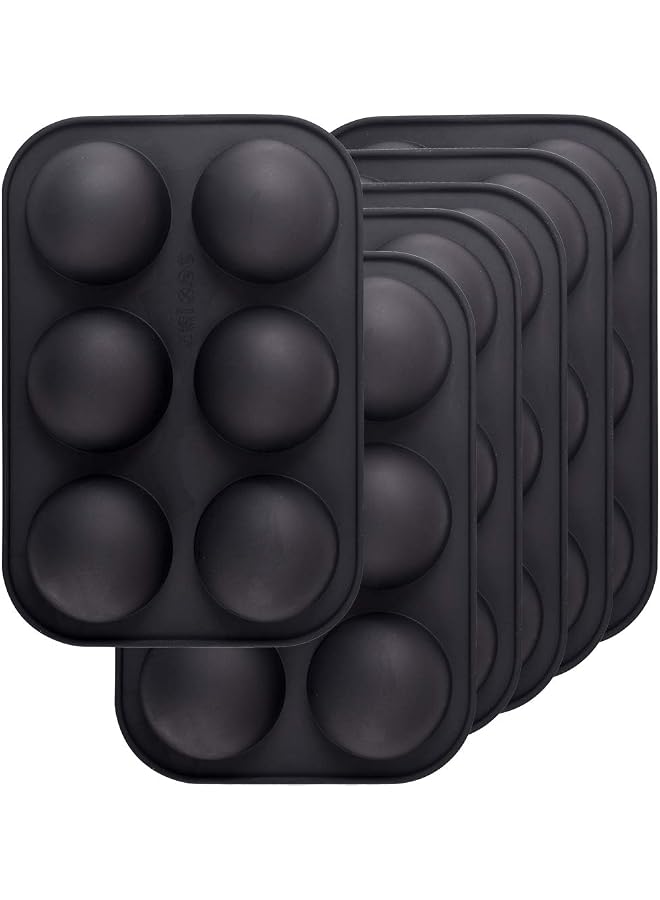 S-TOP 6 Holes Semi Sphere Silicone Mold, 6 Packs 6-Cavity Half Sphere Mold for Making Chocolate Bomb, Cake, Jelly, Pudding, Dome Mousse - Black - Image 1