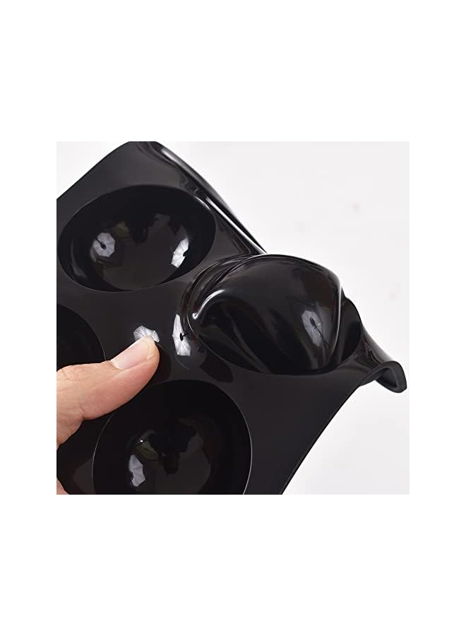 S-TOP 6 Holes Semi Sphere Silicone Mold, 6 Packs 6-Cavity Half Sphere Mold for Making Chocolate Bomb, Cake, Jelly, Pudding, Dome Mousse - Black - Image 3