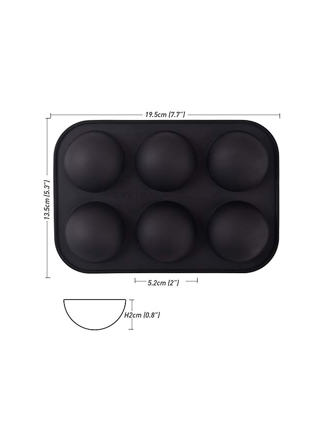S-TOP 6 Holes Semi Sphere Silicone Mold, 6 Packs 6-Cavity Half Sphere Mold for Making Chocolate Bomb, Cake, Jelly, Pudding, Dome Mousse - Black - Image 2