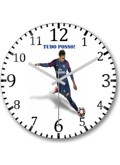 Print Shop Neymar Jr Tudo Posso Wall Clock Curved Real Glass