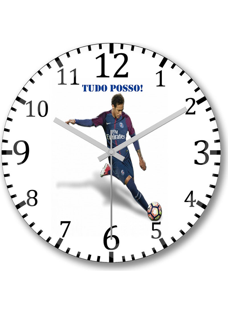 Baskı Dükkanı - Print Shop Neymar Jr Tudo Posso Wall Clock Curved Real Glass - Image 1