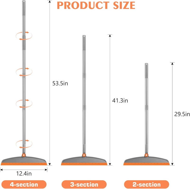 nacena Multifunction Magic Broom, 54 Inch Adjustable Long Handle Silicone Floor Squeegee Broom, Sweep and Scrape 2 In 1 Household Cleaning Brooms for Floor, Bathrooms, Kitchens, Showers, Tile, Pet Hair,Glass - Image 2