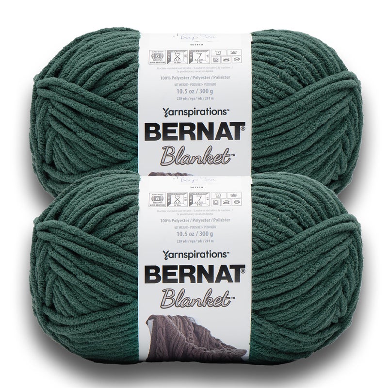 Bernat Blanket BB DEEP SEA Yarn - 2 Pack of 300g/10.5 oz - 100% Polyester - #6 Super Bulky - 220 Yards - Knitting/Crochet - Image 1