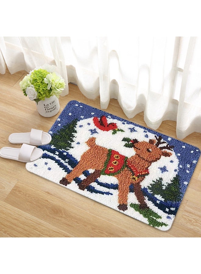Embroidered rectangular mat, knitted door mat, carpet embroidery, entry door mat, hand embroidery DIY
