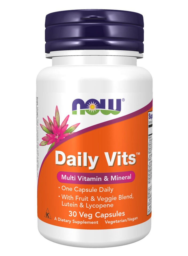now Daily Vits Multivitamin And Mineral Tablets For Overall Wellness, Pack Of 30'S