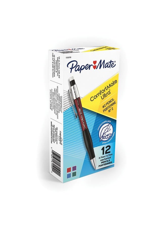 Paper Mate Comfort Mate Ultra Mechanical Pencils, 0.7mm, HB #2, Assorted Colors, 12 Count - Image 4