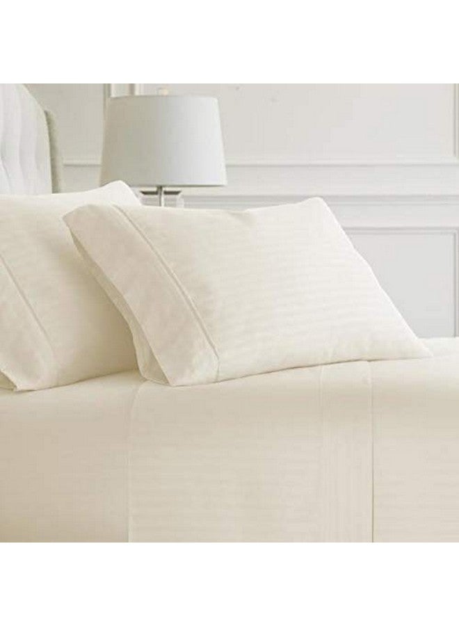 BALAJI EXPORT 100% Egyptian Cotton 800 Thread Count Sateen Finish Striped Luxuries Hotel Quality, 3 Piece Flat Bed Sheets (1 Flat Bedsheet and 2 Pillowcase) King Size Ivory Stripe - Image 3