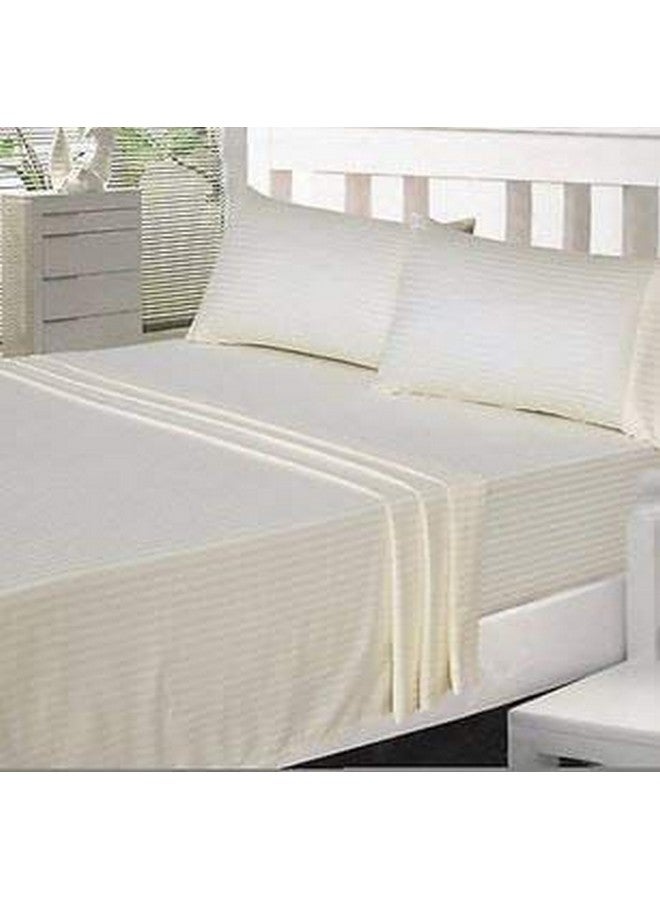 BALAJI EXPORT 100% Egyptian Cotton 800 Thread Count Sateen Finish Striped Luxuries Hotel Quality, 3 Piece Flat Bed Sheets (1 Flat Bedsheet and 2 Pillowcase) King Size Ivory Stripe - Image 2