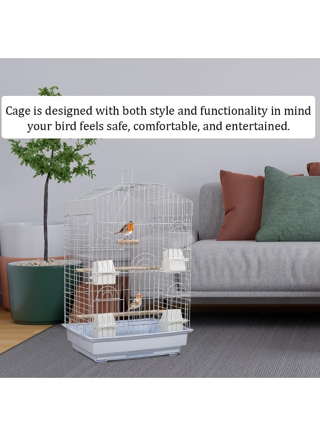 أن ان سي بيتس قفص طيور للبادجي وطيور الحب والكوكاتيل والكونيور مع أوعية تغذية ومجثمات وصينية منزلقة، سهل التجميع، مناسب للاستخدام الداخلي أو الخارجي 79 سم (أبيض) - Image 5