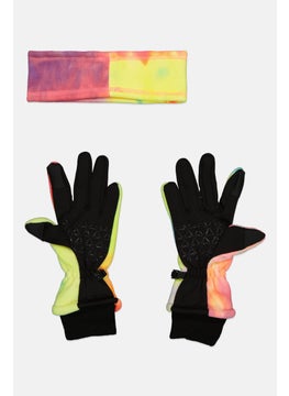 Reebok Kids Girls 1 Pair Brand Logo Gloves And Head Band Set, Multicolor  - Image 2