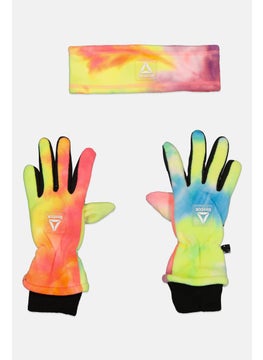 Reebok Kids Girls 1 Pair Brand Logo Gloves And Head Band Set, Multicolor  - Image 1