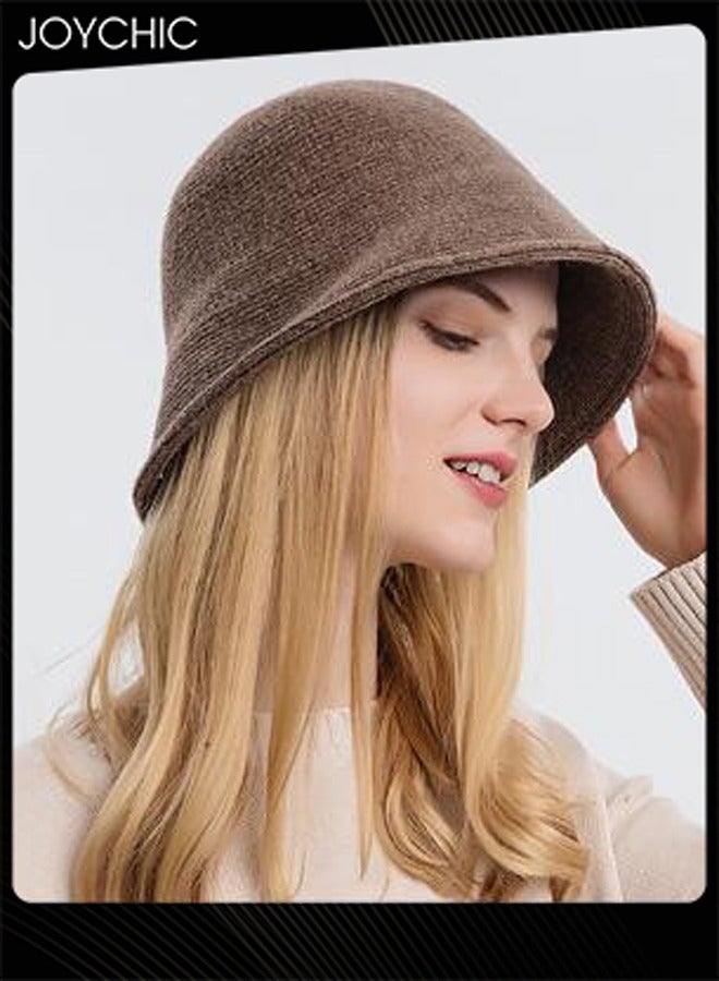 Joychic قبعة دلو دافئة بسيطة ذات لون موحد للنساء لخريف وشتاء في الهواء الطلق مقاومة للرياح - Image 4