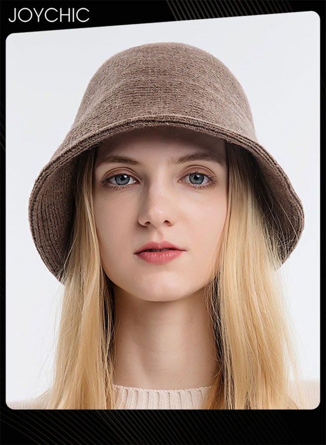 Joychic قبعة دلو دافئة بسيطة ذات لون موحد للنساء لخريف وشتاء في الهواء الطلق مقاومة للرياح - Image 1
