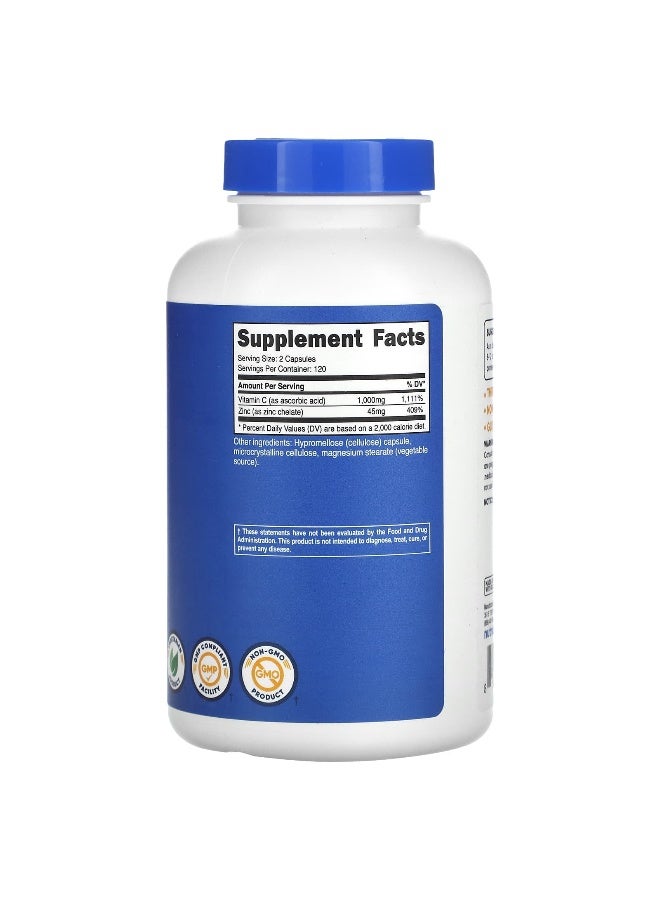 Nutricost نوتريكوست، فيتامين سي مع الزنك، 240 كبسولة - Image 2