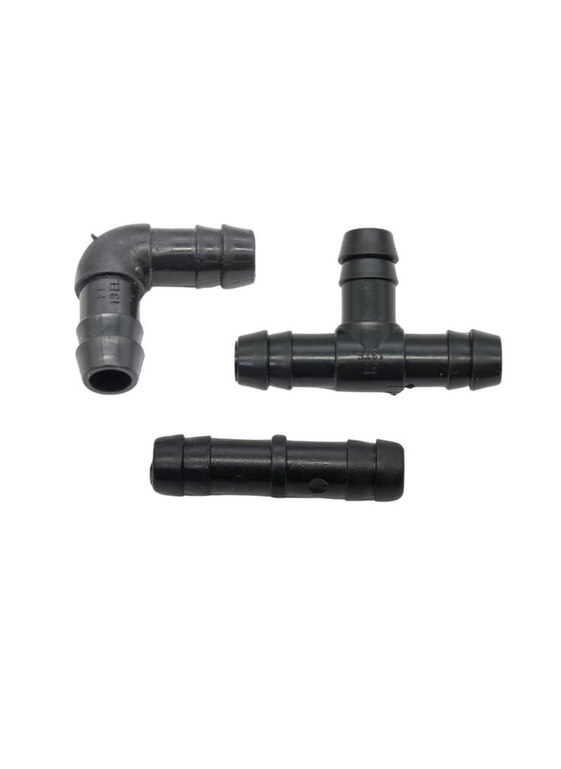 Generic - Irrigation Fittings kits Set-10 Pieces of 13mm Tee, 13mm Elbow &13mm Socket, Black Drip Irrigation Kits, Indoor Outdoor Use - Image 1