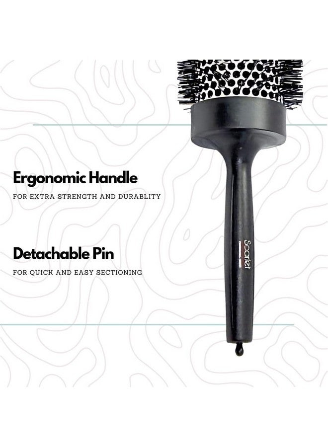 Scarlet Line Professional Extra Large Small Blow Dry Hot Curling Round Hair Styling Brush With Plastic Handle For Men n Women_Black n White_53 mm - Image 4