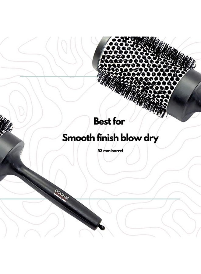 Scarlet Line Professional Extra Large Small Blow Dry Hot Curling Round Hair Styling Brush With Plastic Handle For Men n Women_Black n White_53 mm - Image 5