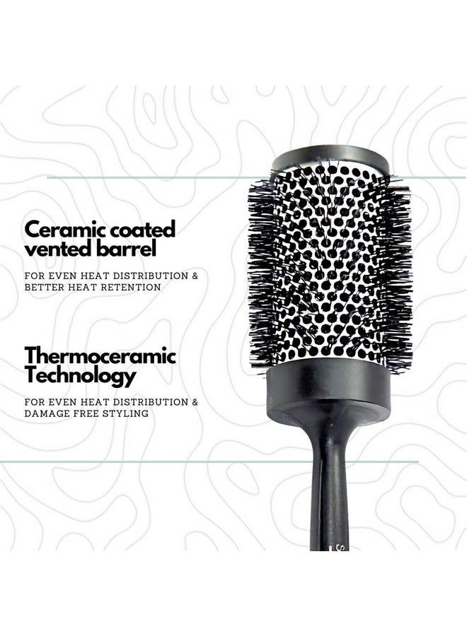 Scarlet Line Professional Extra Large Small Blow Dry Hot Curling Round Hair Styling Brush With Plastic Handle For Men n Women_Black n White_53 mm - Image 3