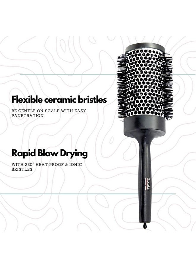 Scarlet Line Professional Extra Large Small Blow Dry Hot Curling Round Hair Styling Brush With Plastic Handle For Men n Women_Black n White_53 mm - Image 2