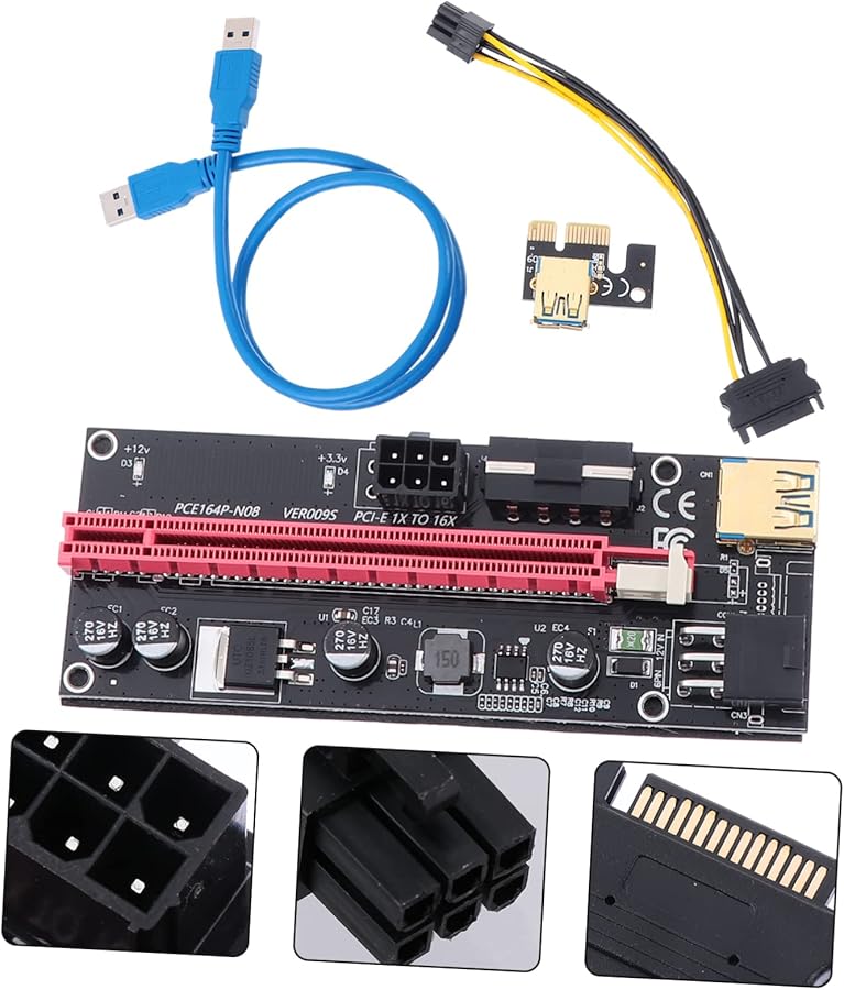 Merryhapy PCIe Riser Card Extension Cable Shielded Wire Stable Power Supply for Mining Gaming - Image 4