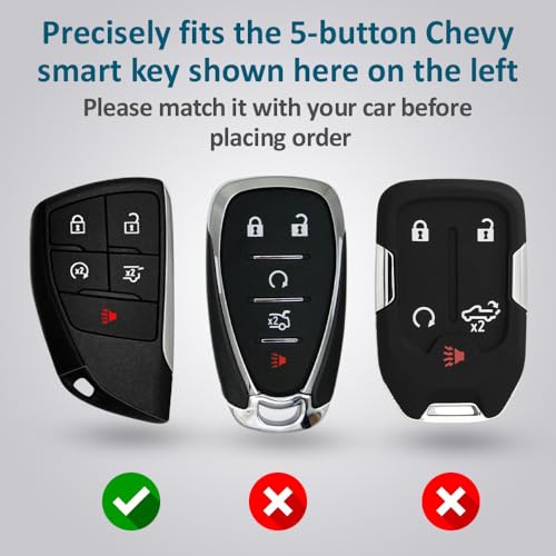 Autobase Silicone Key Fob Cover for 2022 2023 2024 2025 2026 Chevy Equinox Silverado 1500 GMC Sierra 1500 | 2024 2025 2026 Silverado Sierra 2500HD 3500HD | 2-Pack in Black - Image 2