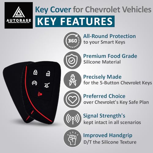 Autobase Silicone Key Fob Cover for 2022 2023 2024 2025 2026 Chevy Equinox Silverado 1500 GMC Sierra 1500 | 2024 2025 2026 Silverado Sierra 2500HD 3500HD | 2-Pack in Black - Image 3