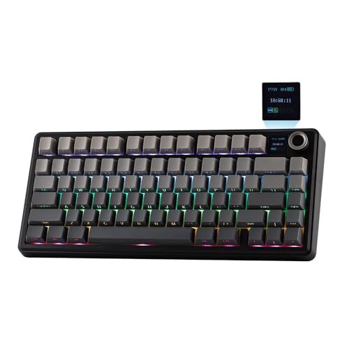 EPOMAKER X Aula F75 MAX Wireless Mechanical Keyboard with TFT Screen and Knob, Gasket Gaming Keyboard in 75% Layout, Hot Swappable, RGB Backlight, for PC/Mac/Linux (Black Gradient) - Image 1