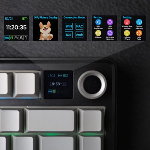 EPOMAKER X Aula F75 MAX Wireless Mechanical Keyboard with TFT Screen and Knob, Gasket Gaming Keyboard in 75% Layout, Hot Swappable, RGB Backlight, for PC/Mac/Linux (Black Gradient) - Image 4