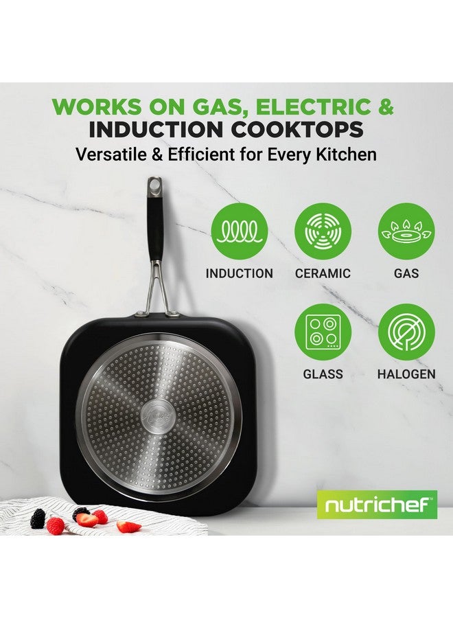 NutriChef مقلاة نوتري شيف نحاسية بطبقة غير لاصقة من الداخل، مظهر مؤكسد صلب، طلاء مقاوم للحرارة من الخارج، مقبض سيليكون NCSQPA، 1 مقلاة - Image 5