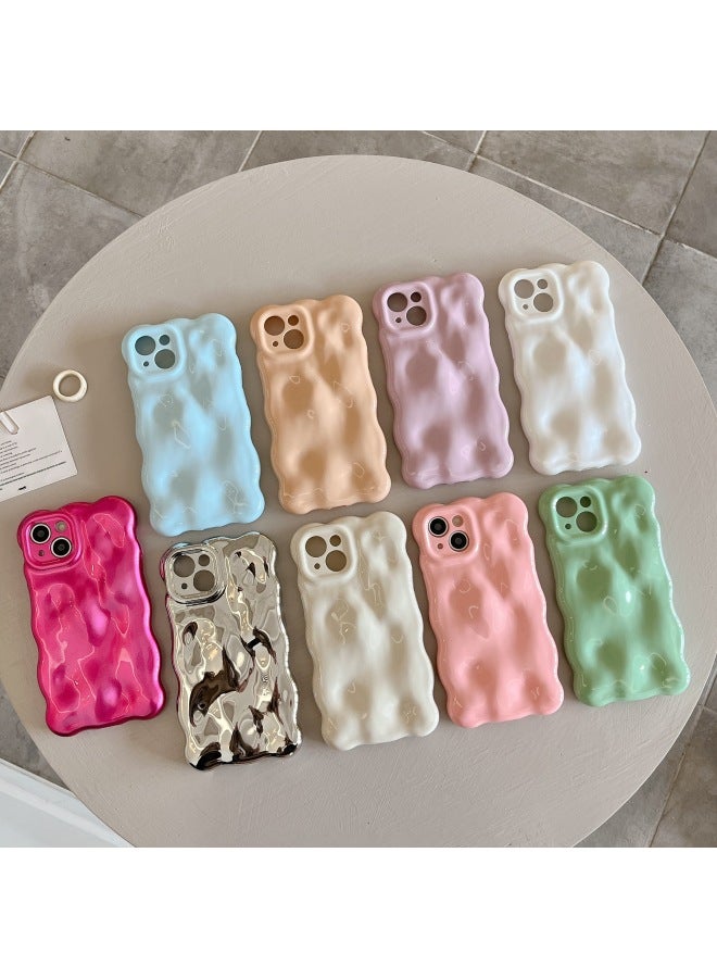 Simple Solid Color Macaron Design Suitable For IPhone 14 Pro Max IPhone 15 12 13 Soft Phone Case-Color:QF Wave Bubble Pearl White-Applicable Model:16 (without Packaging)