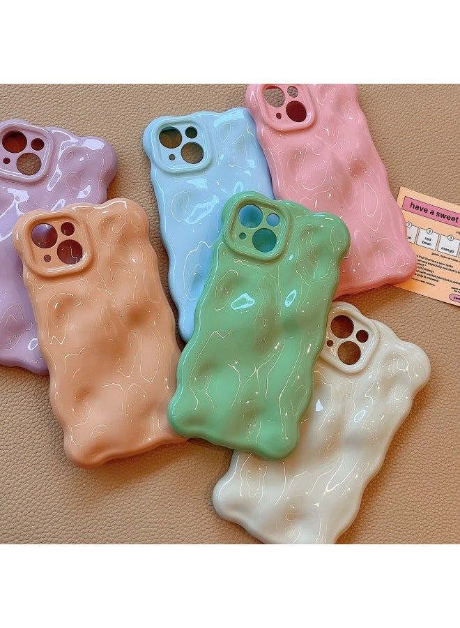 Simple Solid Color Macaron Design Suitable For IPhone 14 Pro Max IPhone 15 12 13 Soft Phone Case-Color:QF Wave Bubble Pearl White-Applicable Model:16 (without Packaging)