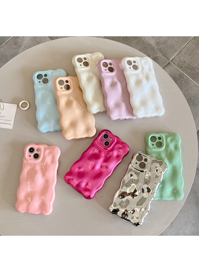 Simple Solid Color Macaron Design Suitable For IPhone 14 Pro Max IPhone 15 12 13 Soft Phone Case-Color:QF Wave Bubble Pearl White-Applicable Model:16 (without Packaging)