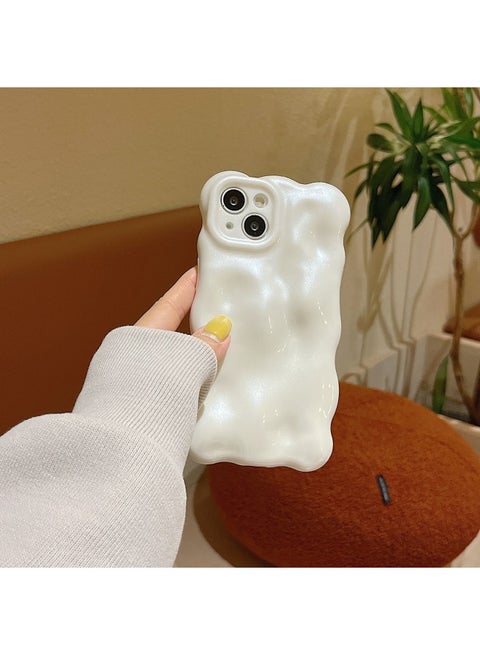 Simple Solid Color Macaron Design Suitable For IPhone 14 Pro Max IPhone 15 12 13 Soft Phone Case-Color:QF Wave Bubble Pearl White-Applicable Model:16 (without Packaging)