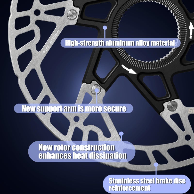 BUCKLOS 160mm Bike Centerlock Disc Brake Rotor for Mountain Bike Road Bike MTB- Bicycle Stainless Steel Center Lock Disc Brakes Rotors for E-bike/BMX(Black) - Image 4