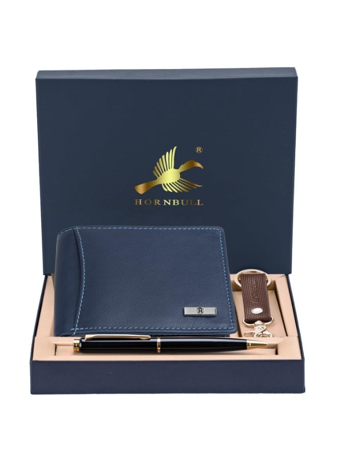 HORNBULL Mens Leather Wallet, Keyring & Pen Combo Gift Set for Men | Valentine's Day Gift Wallet - Image 2