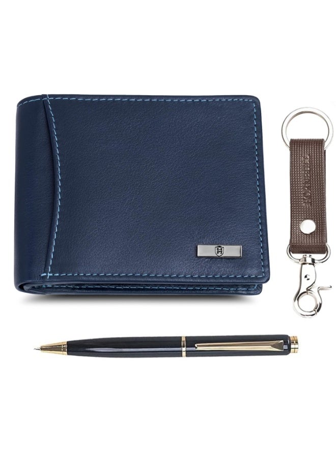 HORNBULL Mens Leather Wallet, Keyring & Pen Combo Gift Set for Men | Valentine's Day Gift Wallet - Image 3
