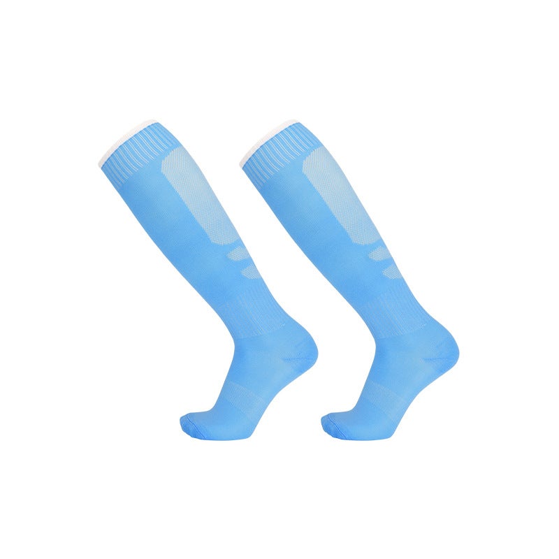Summer Thin High-Top Soccer Socks Non-Slip Over-Knee Sports lake blue 
