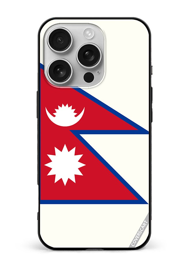 Protective Case Cover For Apple iPhone 16 Pro Max Nepal Flag Design Multicolour