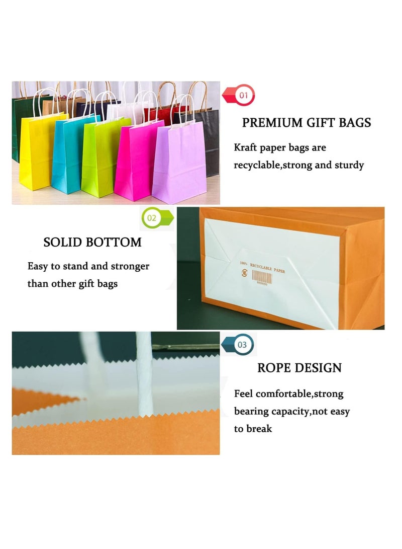 ECVV Gift Bags 24 Pieces Set Eco-Friendly Paper Bags With Handles Bulk Paper Bags Shopping Bags Kraft Bags Retail Bags Party Bags (ORANGE, 21 * 15 * 8 Cm) - Image 2